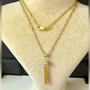 Gold Vermeil Sterling Silver Mini Cubic Zirconia Tassel Necklace